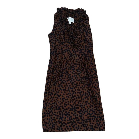 JULIAN TAYLOR Cheetah Print Dress W/ Frilled Bodice Size 4 - Picture 1 of 5